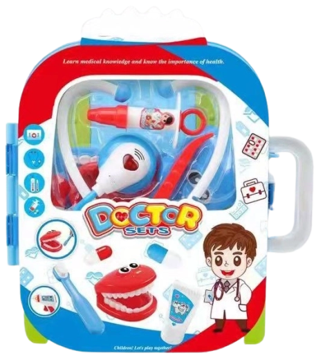 Maletín de médico con ruedas para niños con estetoscopio