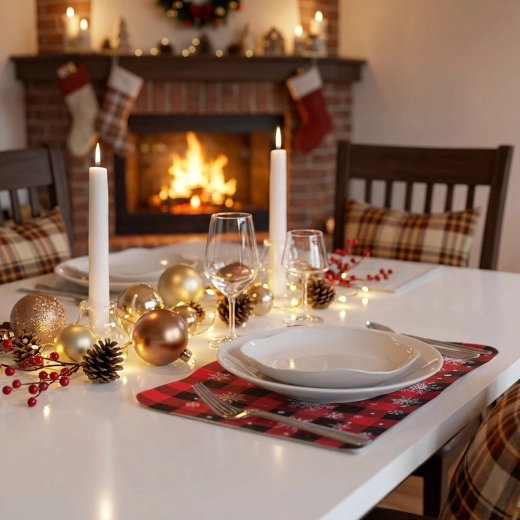 Salvamantel navideño para plato con copo de nieve 45 × 30 cm