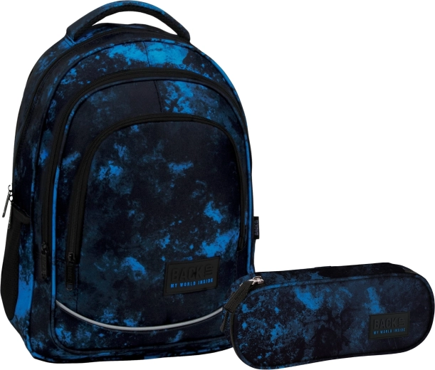 Set escolar BackUP Ocean Deep 2 en 1 (mochila y estuche)