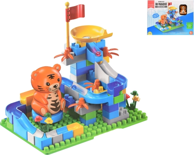 Juego de construcción con pista y animalito, 87 piezas