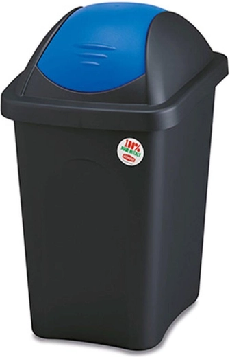 Cubo de basura con tapa basculante MULTIPAT 30 l, rectangular, negro-azul