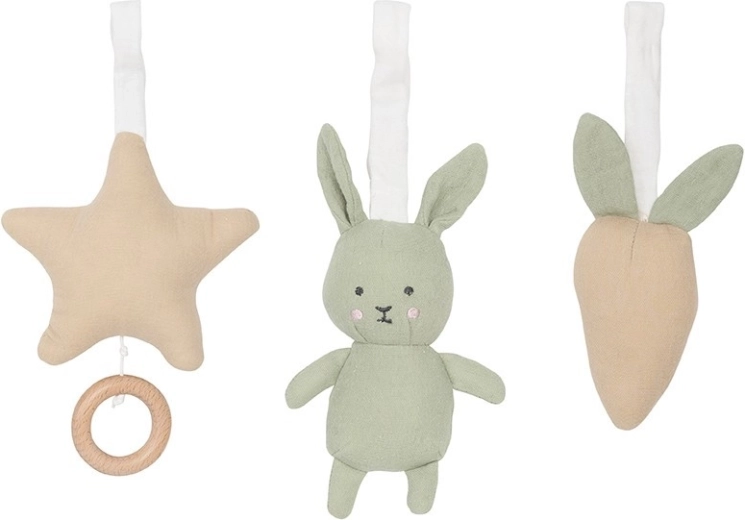 Jabadabado juguetes textiles para barra de actividades – conejito, estrella y zanahoria