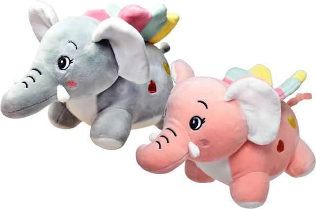 Elefantito de peluche de pie con alitas arcoíris 18 × 24 cm