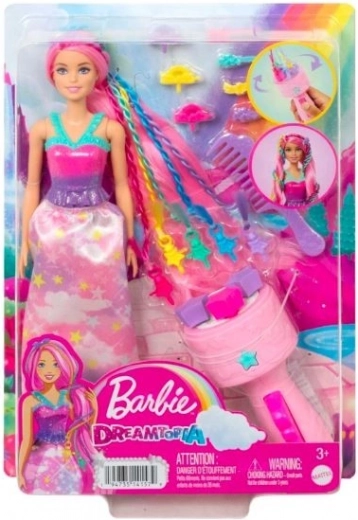 Barbie princesa con máquina de peluquería para hacer mechones rizados