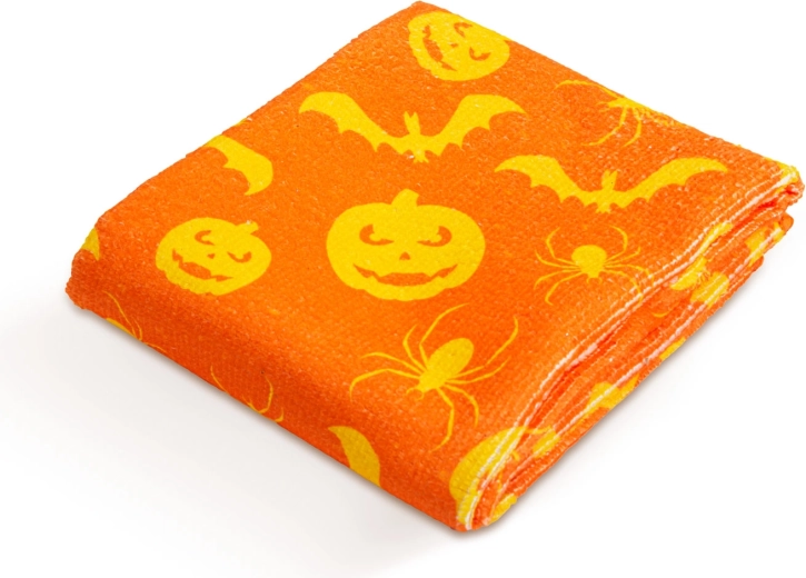 Paño de microfibra con motivo de Halloween de calabaza y murciélago, naranja, 60 × 40 cm
