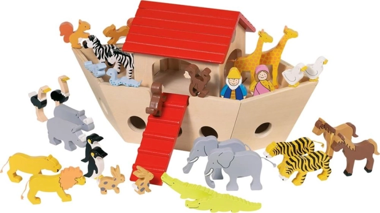 Arca de Noé de madera con animales