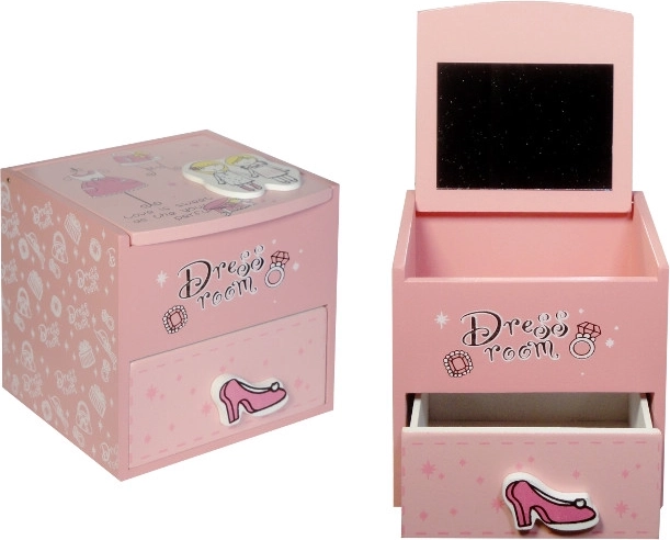 Joyero de madera con espejo – rosa