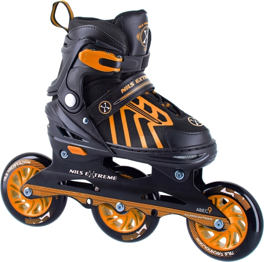 Patines en línea NILS Extreme con tres ruedas de 100 mm, naranjas