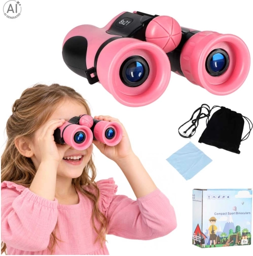 Prismáticos infantiles 8x21 con funda, rosas