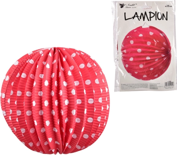 Farolillo de papel con lunares rosas 25 cm