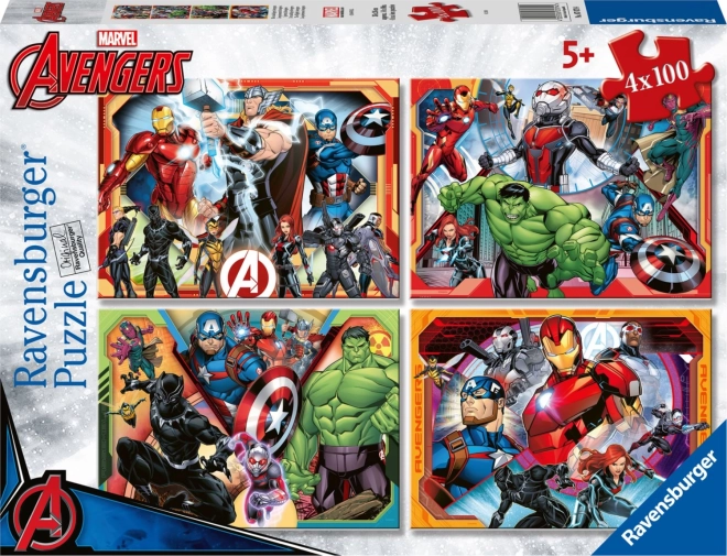 Puzzle Vengadores Poderosos 4x100 piezas Ravensburger