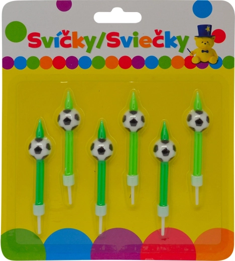 Velas de cumpleaños con balón de fútbol y soporte, 6 uds