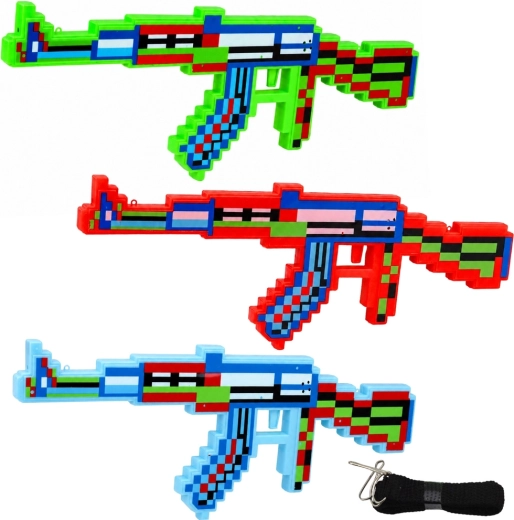 Pistola infantil pixelada con efectos de luz y sonido - 1 unidad