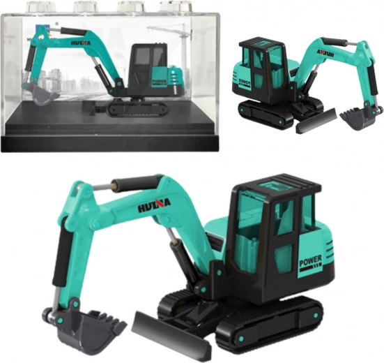 Modelo de coleccionista de excavadora de orugas Huina verde 1:80