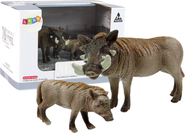 Set de 2 figuras — facóquero con cría, serie Animales del mundo