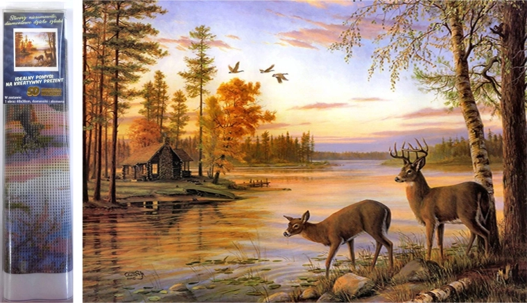 Norimpex pintura de diamantes Ciervos junto al lago 30 × 40 cm
