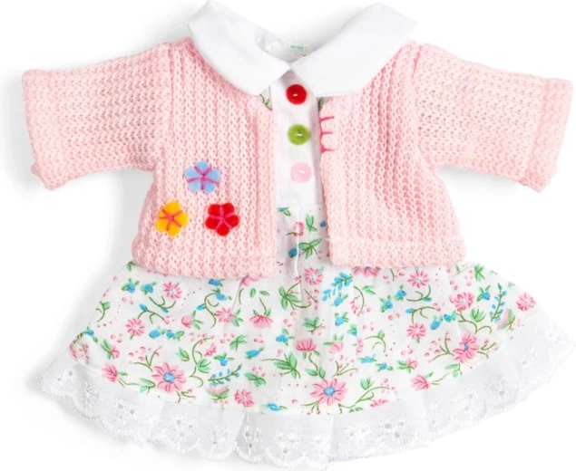 Bigjigs Toys vestido rosa con flores y cárdigan para muñeca de 28 cm