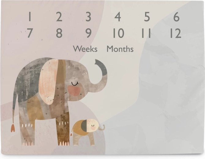 Ceba Baby alfombra de hitos para fotos Basic Elephant Family 92 × 72 cm