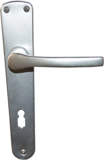 Manilla de puerta con placa MONET para llave 72 mm, aluminio, plateada