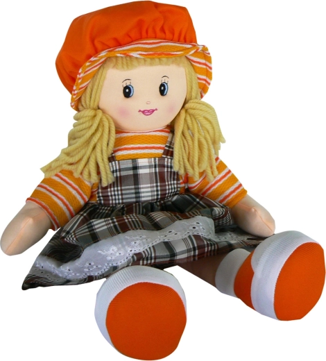 Muñeca de trapo de 50 cm con gorro y pelo rubio
