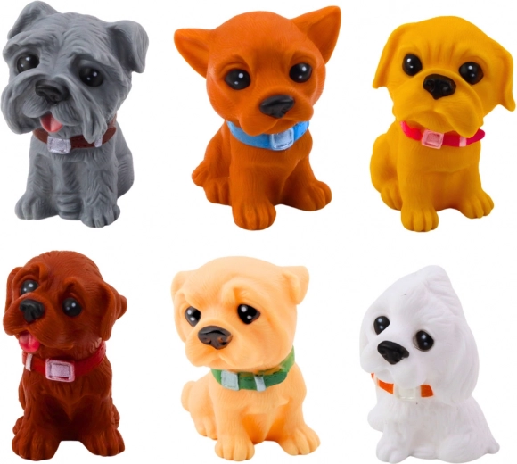 Set de adorables figuritas de cachorros, de goma, 6 uds.
