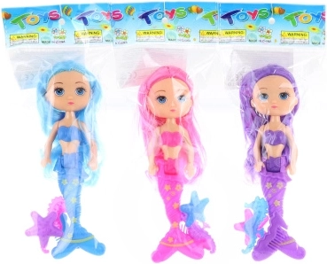 Muñeca sirena pequeña con accesorios