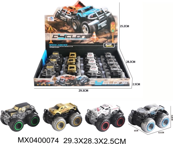 Coche metálico 4x4 de retrofricción con puertas que se abren