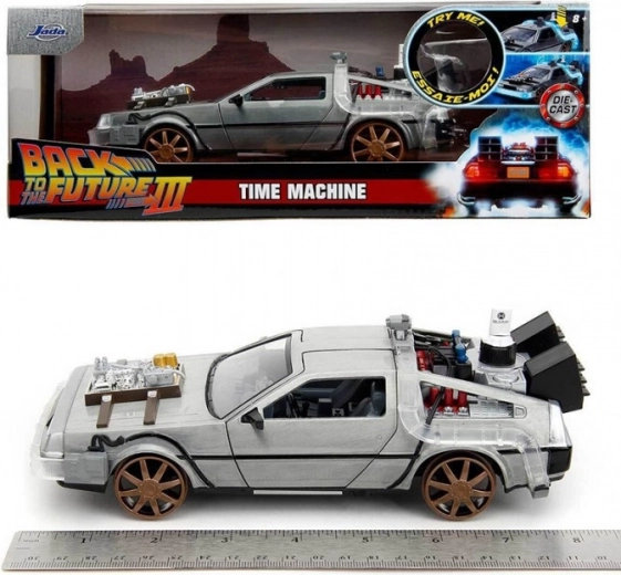 DeLorean Regreso al futuro III 1:24 modelo metálico con puertas que se abren Jada Toys