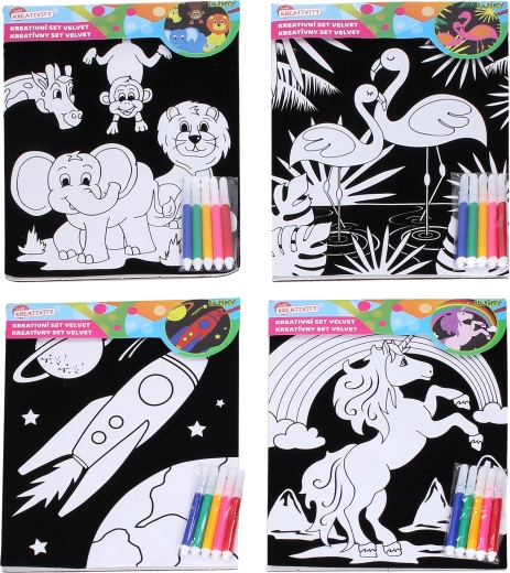 Set creativo de terciopelo 21,5 × 30 cm con 5 rotuladores