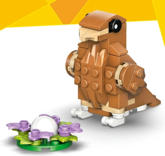 Pájaro junto a un nido con un huevo para juego narrativo
