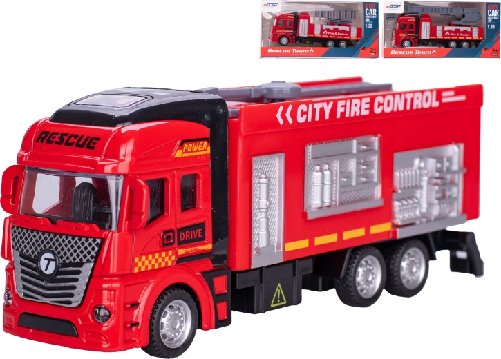 Coche de bomberos metálico 1:36 con retroceso 19,5 cm