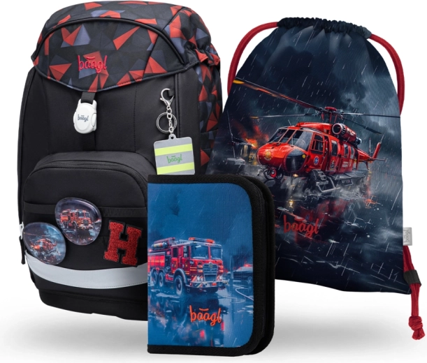 Set escolar BAAGL Airy Plus Rescatistas – mochila, estuche y bolsa