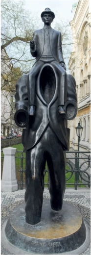 Motivo del monumento a Franz Kafka en panorámica