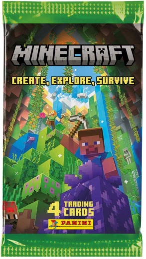 Cartas coleccionables Panini Minecraft 3. serie (Create, Explore, Survive) – sobre booster de 4 cartas