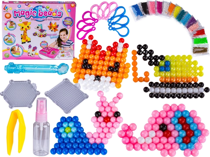 Cuentas de agua – set creativo 1400 uds (14 colores) + accesorios