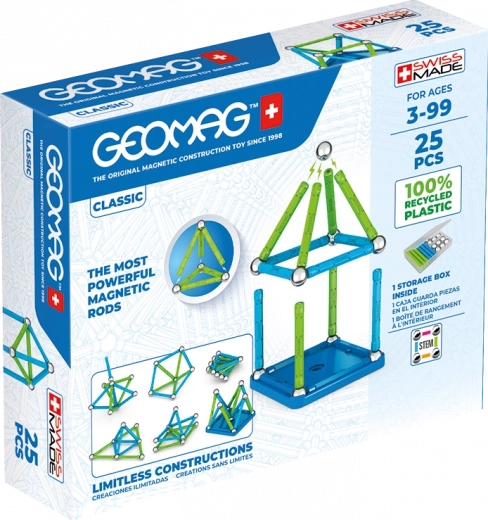 Construcción magnética GEOMAG classic recycled – 25 piezas
