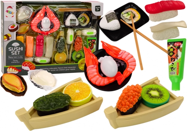 Set infantil de sushi con accesorios, gambas y marisco, 24 piezas