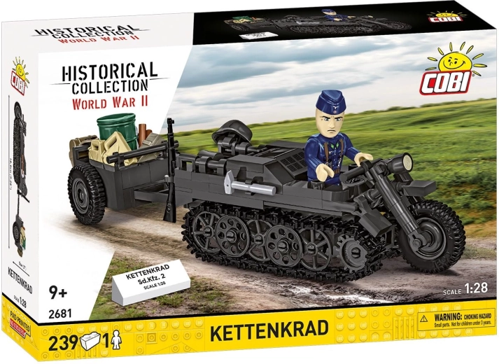 Cobi II WW Sd.Kfz. 2 Kettenkrad con remolque 1:28 (239 piezas)
