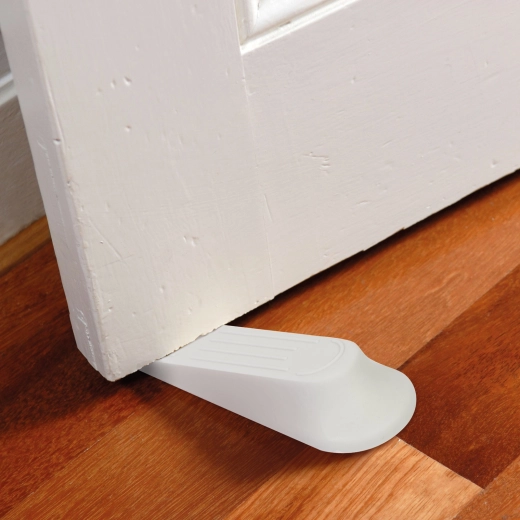 Juego de cuñas de plástico para puertas blancas, 4 unidades