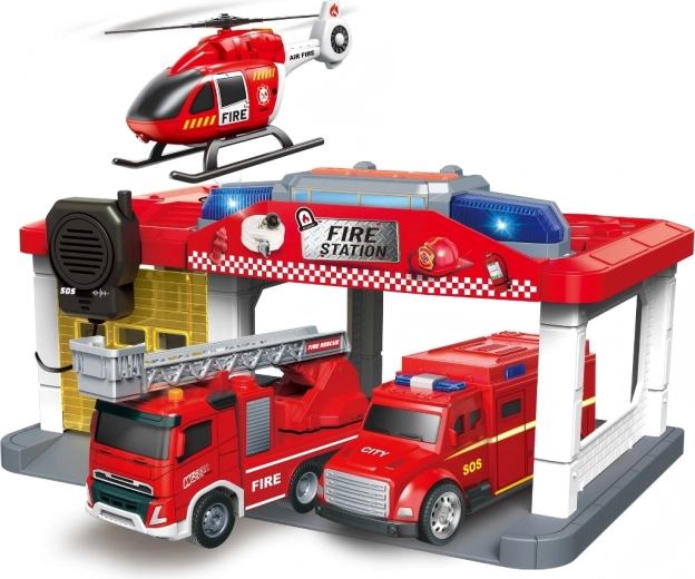 Estación de bomberos con helicóptero, luz y sonido
