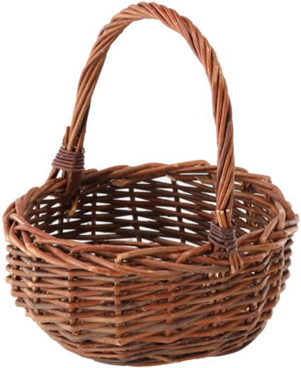 Cesta de mimbre con asa marrón claro 28 × 28 cm