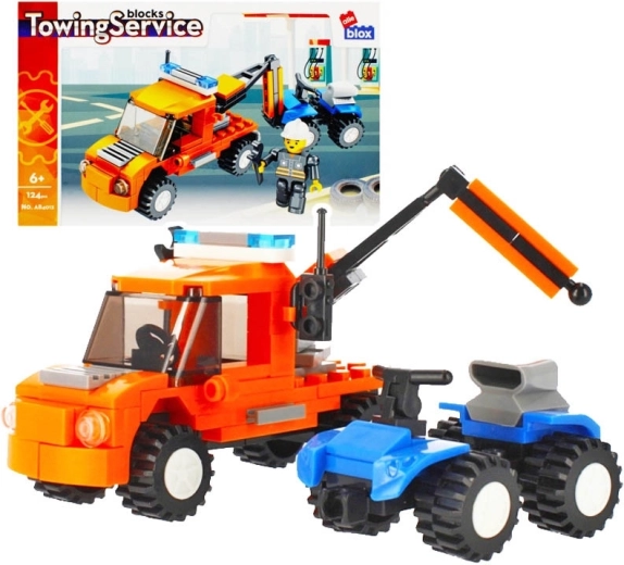 Set de construcción de grúa de auxilio con coche y figura
