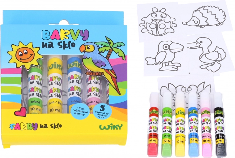Set de pinturas para vidrio 5+1 con contorno