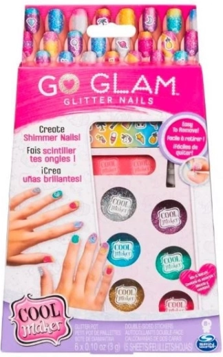 Set de uñas con purpurina y pegatinas COOL MAKER GO GLAM de Spin Master