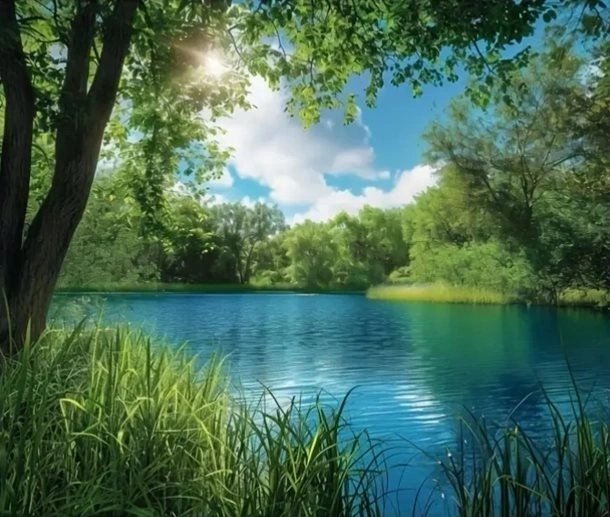Norimpex pintura con diamantes estanque verde en el bosque 30 × 40 cm