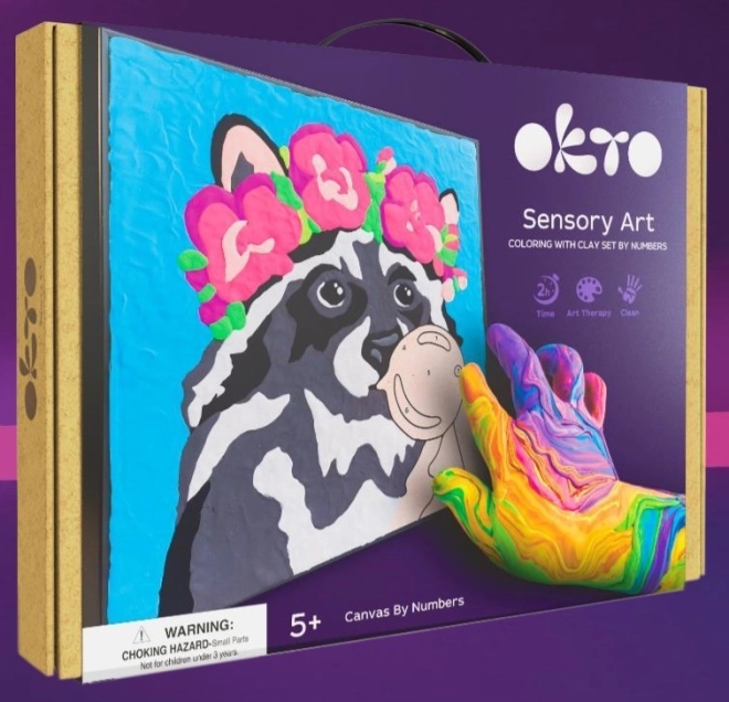 Set artístico para pintar en lienzo con mapache 29 × 29 cm
