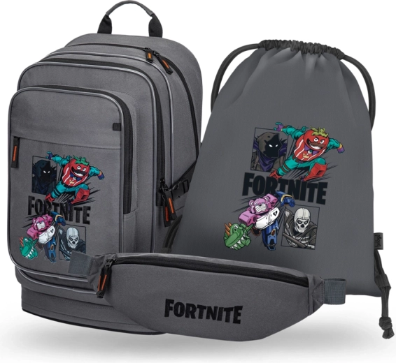 Set escolar Baagl Cubic Fortnite Squad 3 en 1: mochila, bolsa y riñonera (GRS)