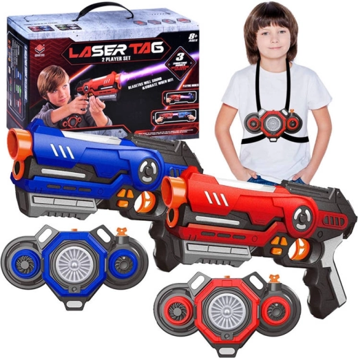 Set de laser tag para 2 jugadores con chalecos y efectos de luz