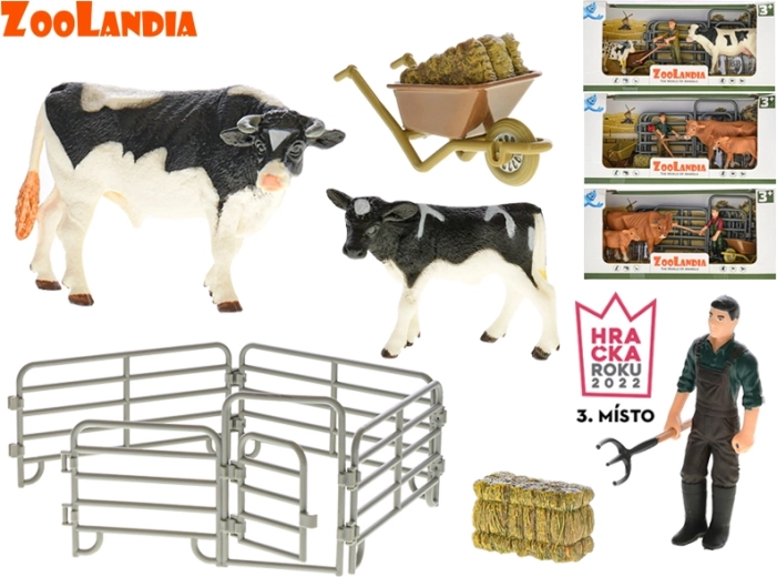 Zoolandia set de vaca con ternero y accesorios para la granja