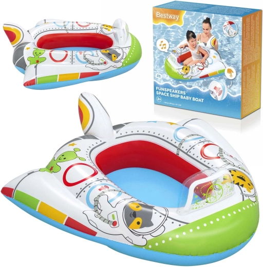 Barca inflable infantil con forma de nave espacial y sonido Bestway Funspeakers